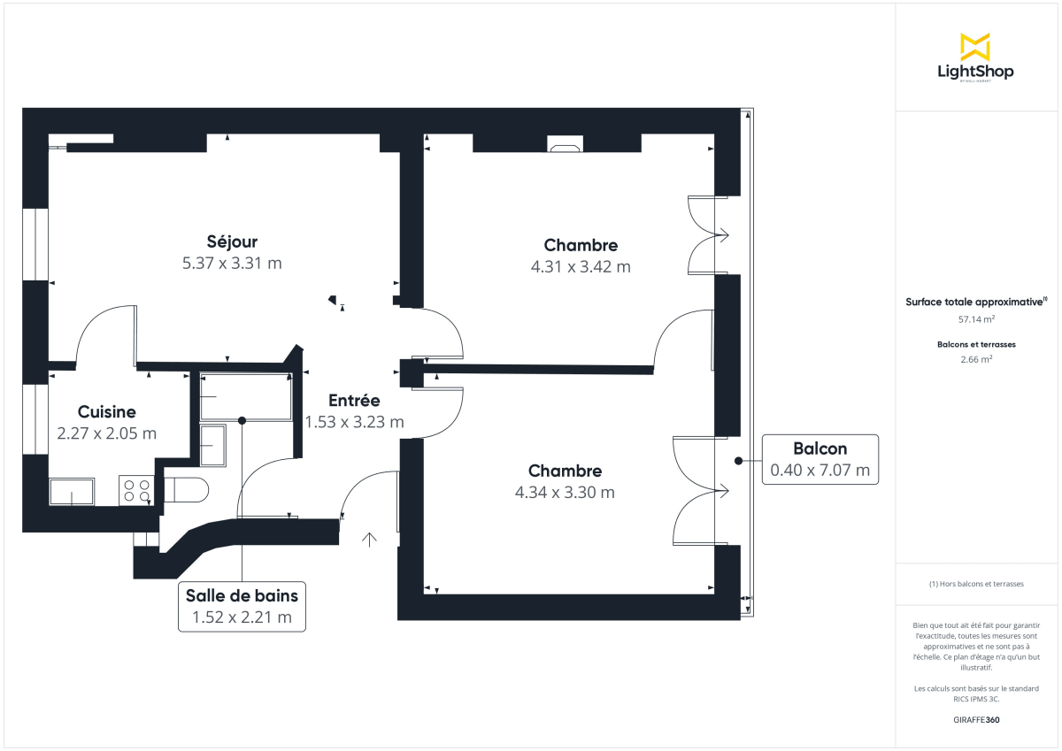 Appartement de 57.07 m² à Levallois-Perret