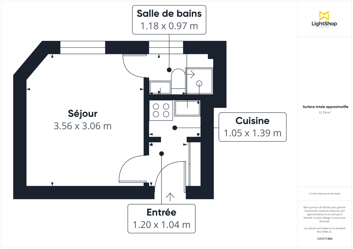 Appartement de 16.21 m² à Paris