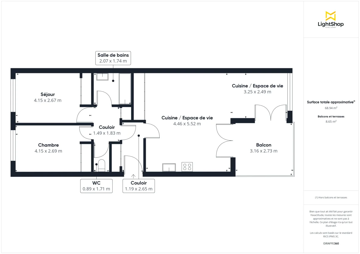 Appartement de 68.9 m² à Bruges