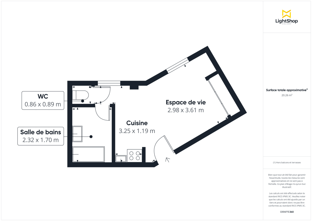 Appartement de 21.0 m² à Paris