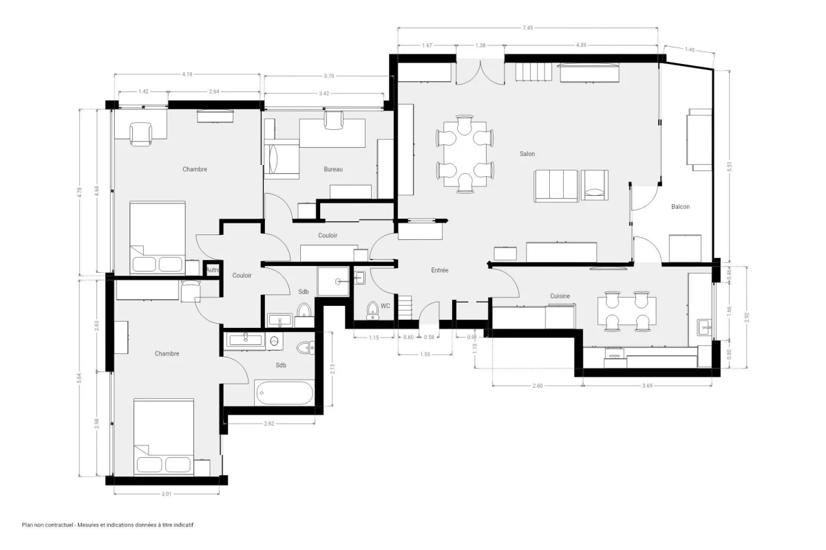 Appartement de 132.83 m² à Paris