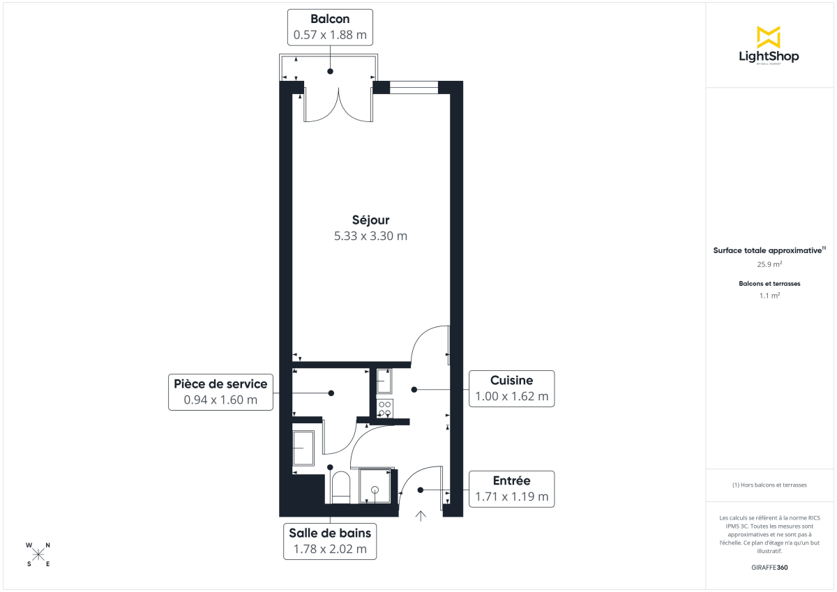 Appartement de 25.84 m² à Paris