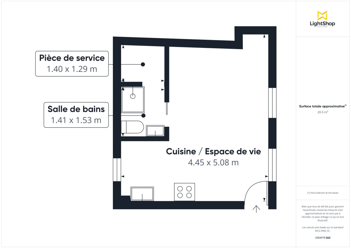 Appartement de 20.0 m² à Paris