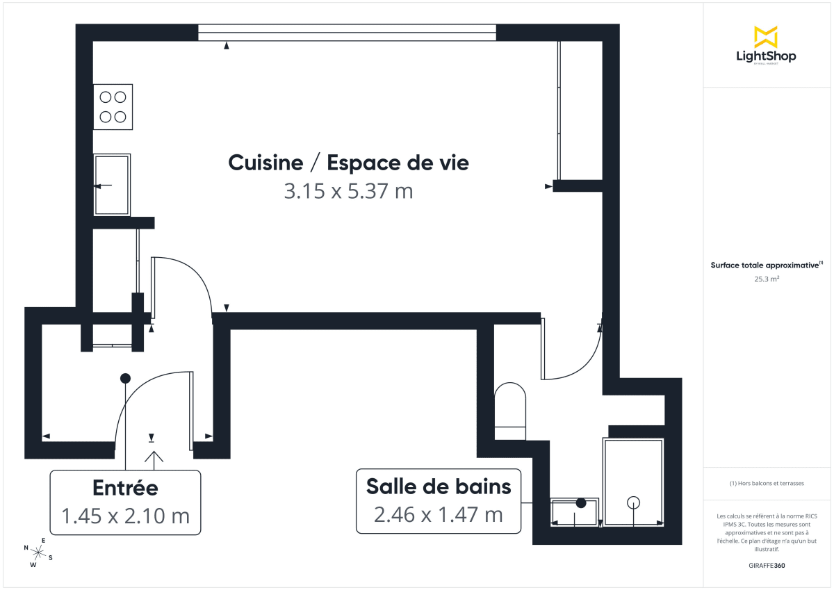 Appartement de 25.65 m² à Paris