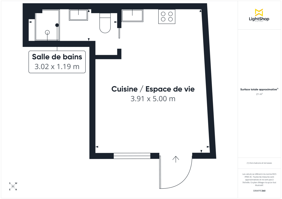 Appartement de 21.0 m² à Paris