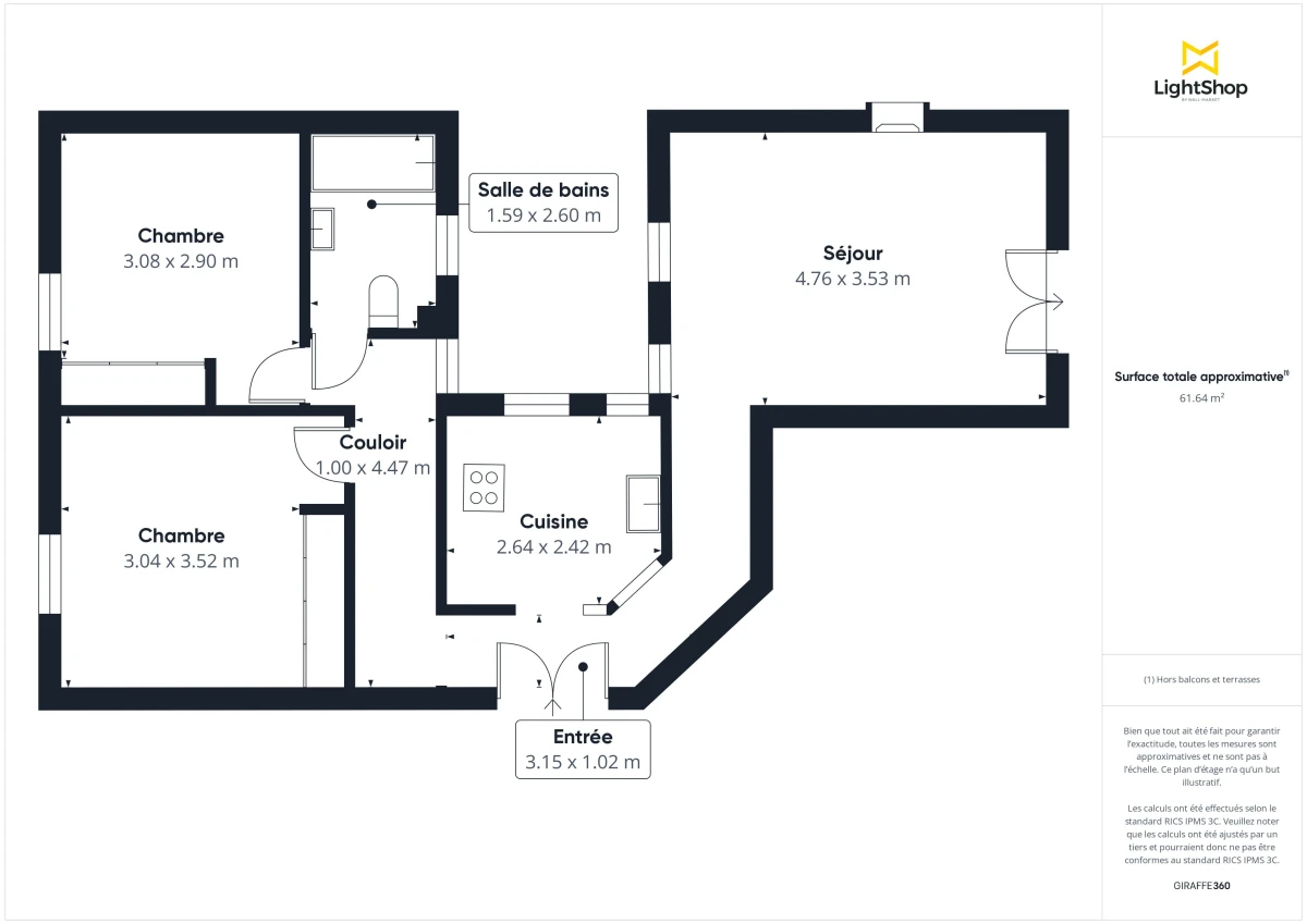 Appartement de 62.09 m² à Paris