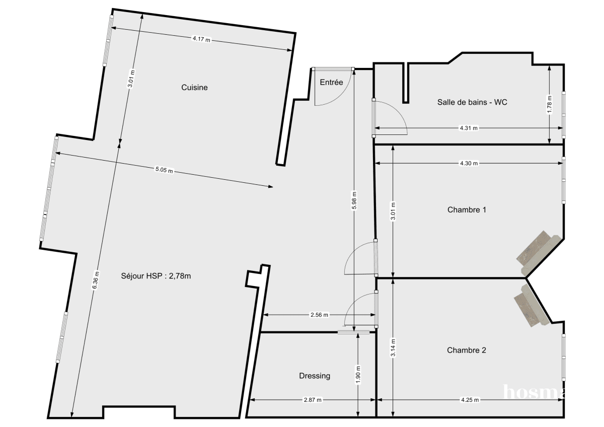 Appartement de 87.53 m² à Asnières-sur-Seine