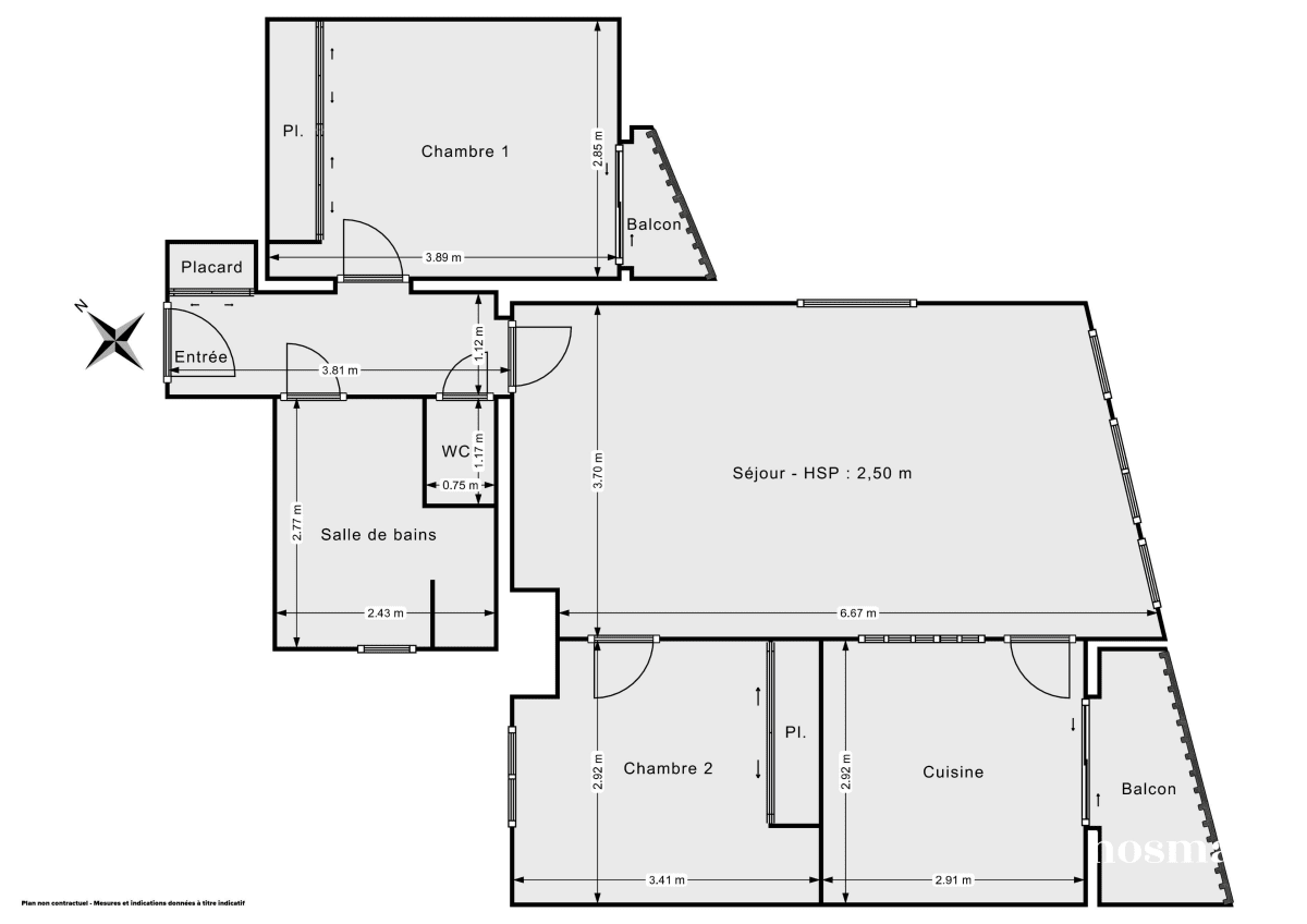 Appartement de 65.56 m² à Paris