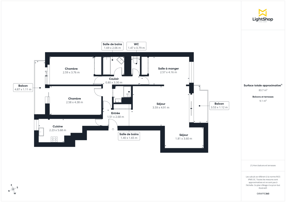 Appartement de 88.0 m² à Paris