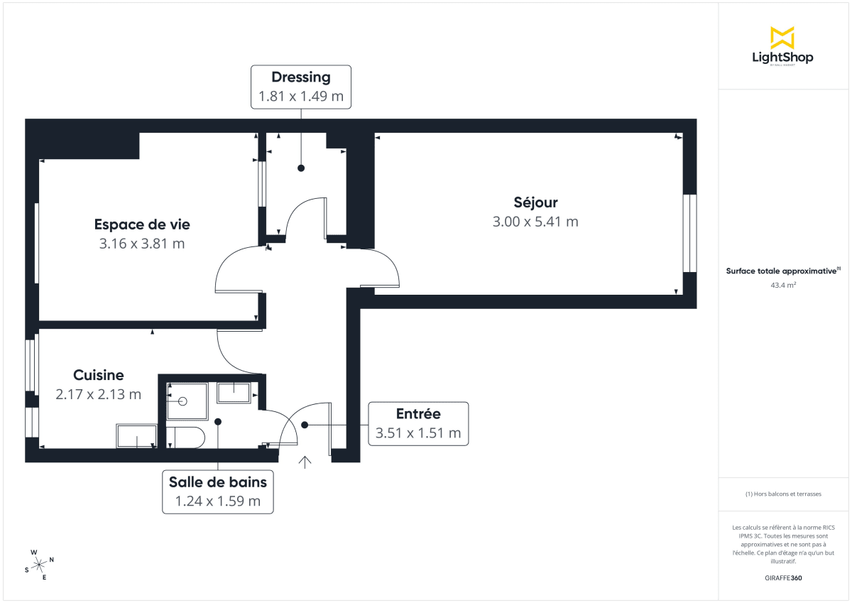 Appartement de 43.6 m² à Paris