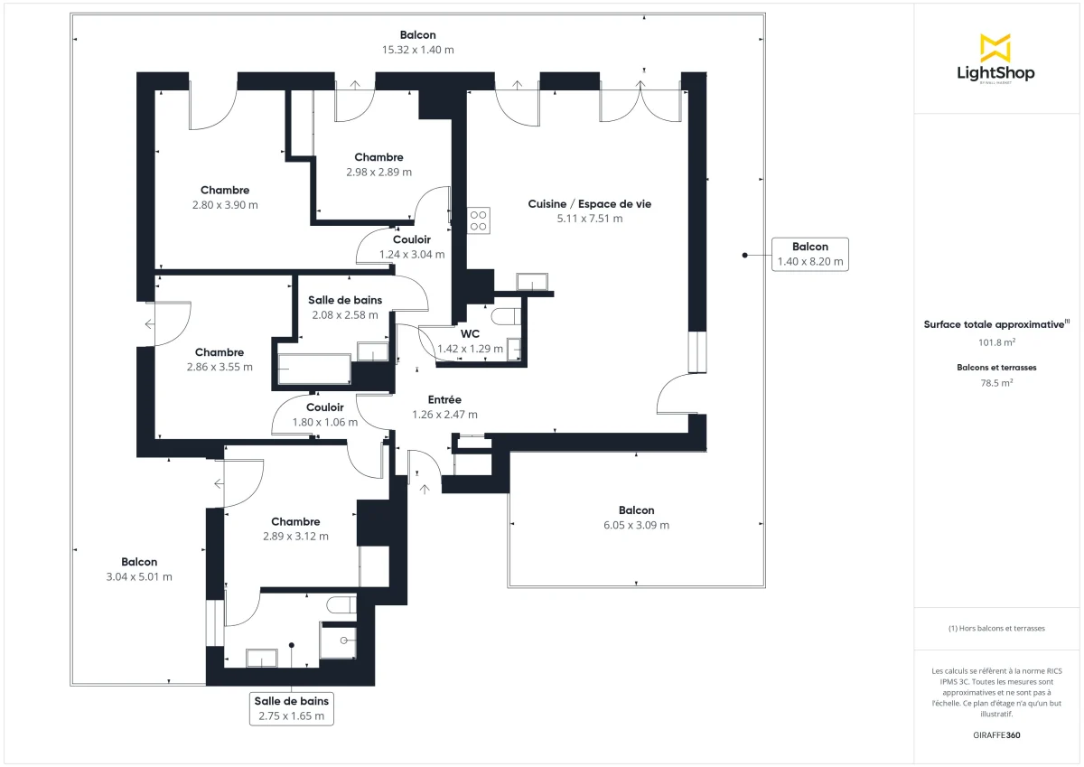 Appartement de 101.59 m² à Cergy