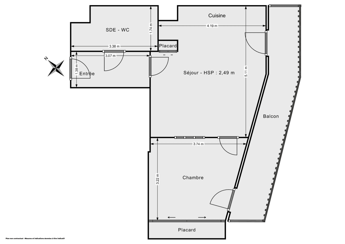 Appartement de 43.76 m² à Paris