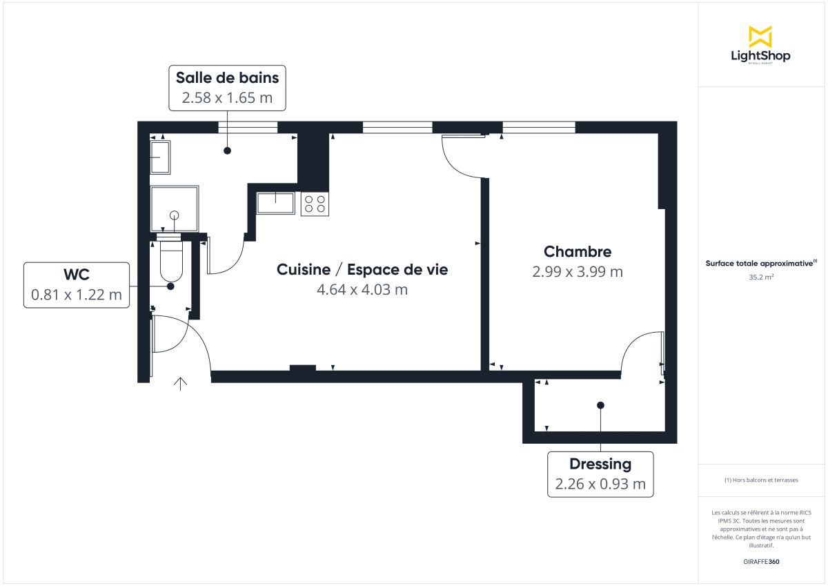 Appartement de 35.31 m² à Clichy