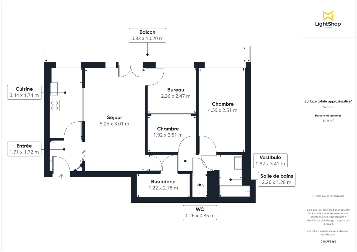Appartement de 57.0 m² à Saint-Denis