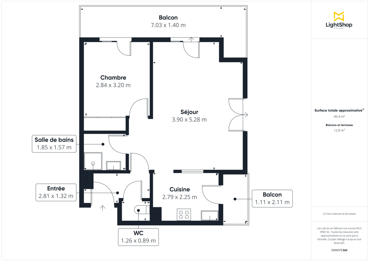 Appartement de 45.79 m² à Talence