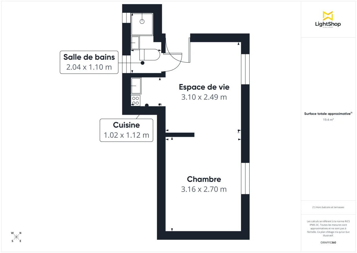 Appartement de 19.84 m² à Paris