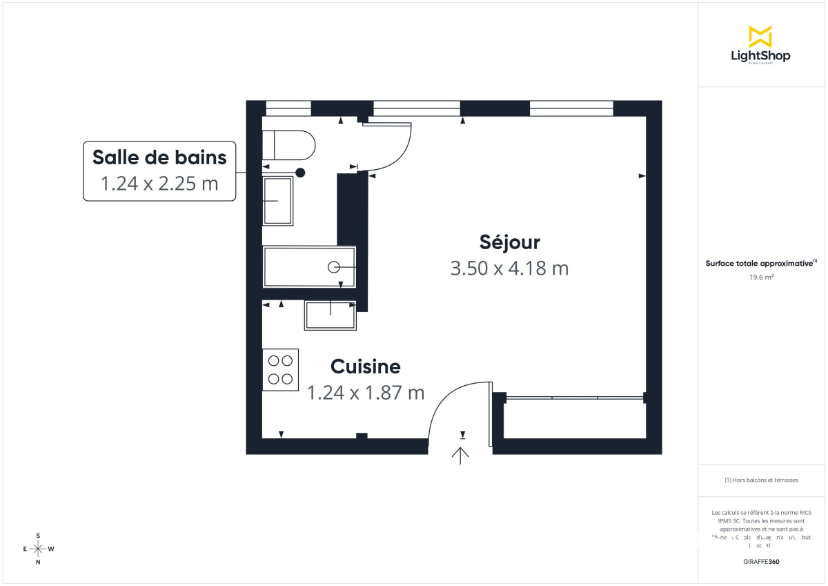 Appartement de 18.25 m² à Paris
