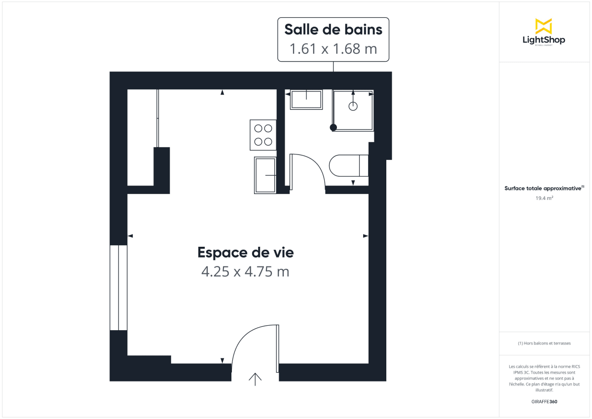 Appartement de 20.02 m² à Saint-Cloud