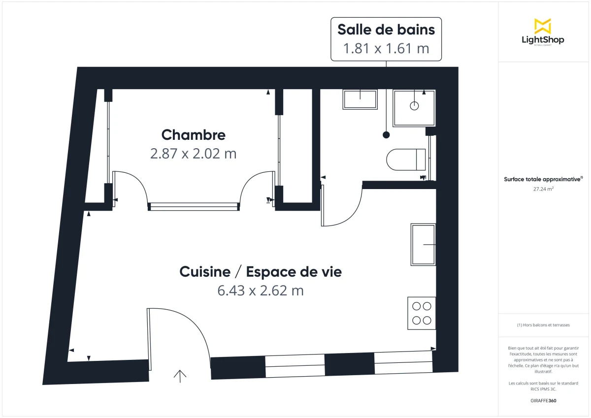 Appartement de 28.0 m² à Bordeaux