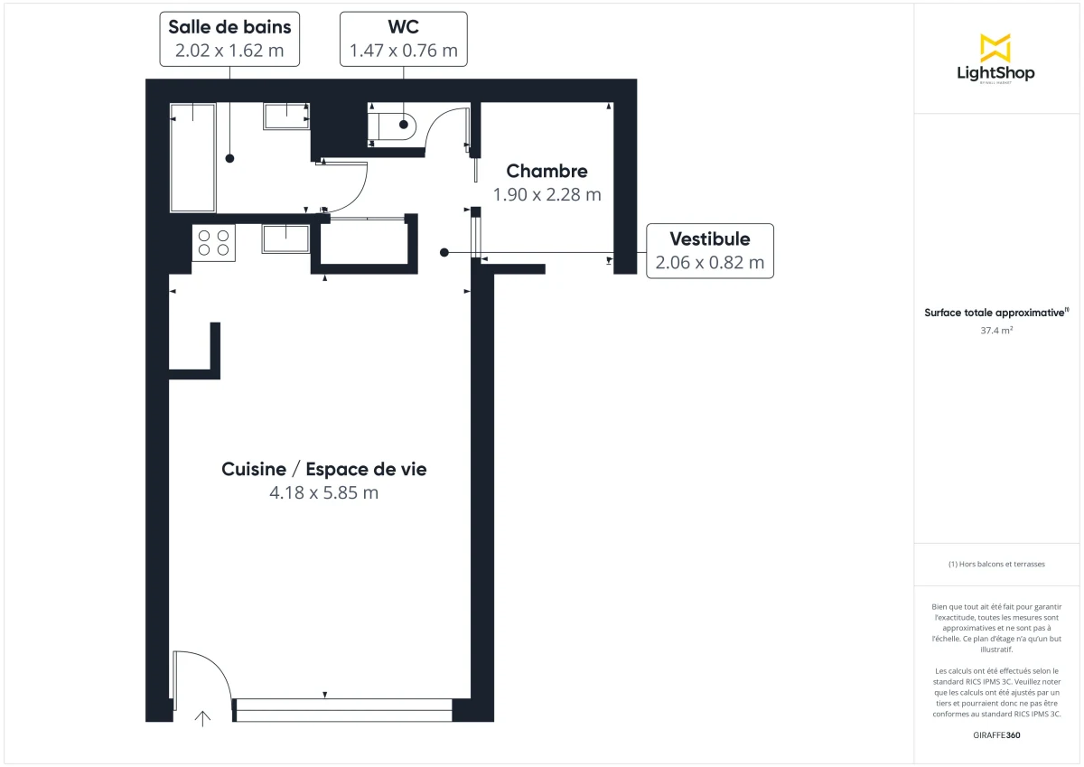 Appartement de 38.0 m² à Paris