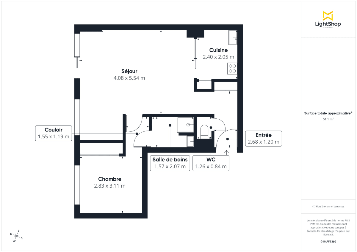 Appartement de 51.56 m² à Nantes