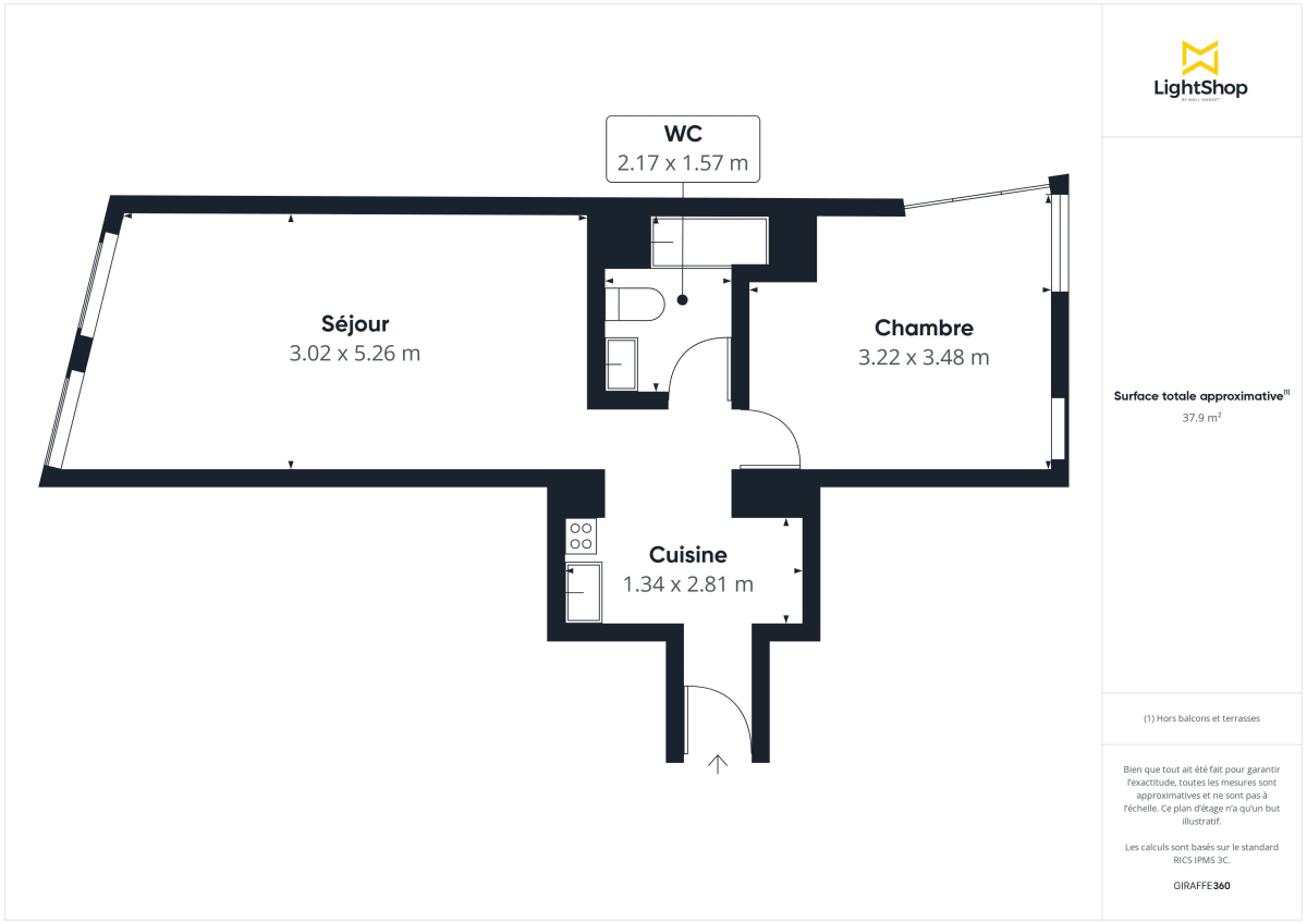 Appartement de 37.6 m² à Bordeaux