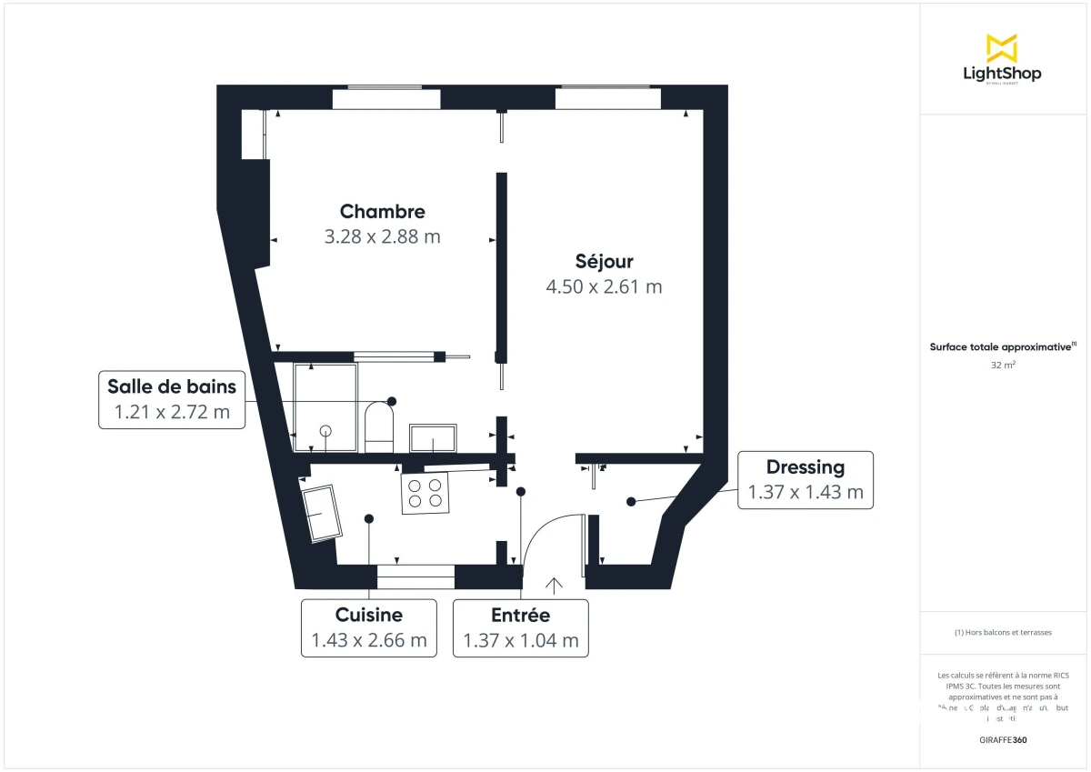 Appartement de 32.65 m² à Paris