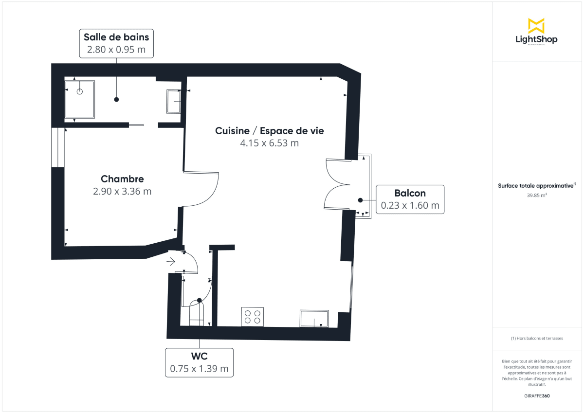 Appartement de 39.47 m² à Bordeaux