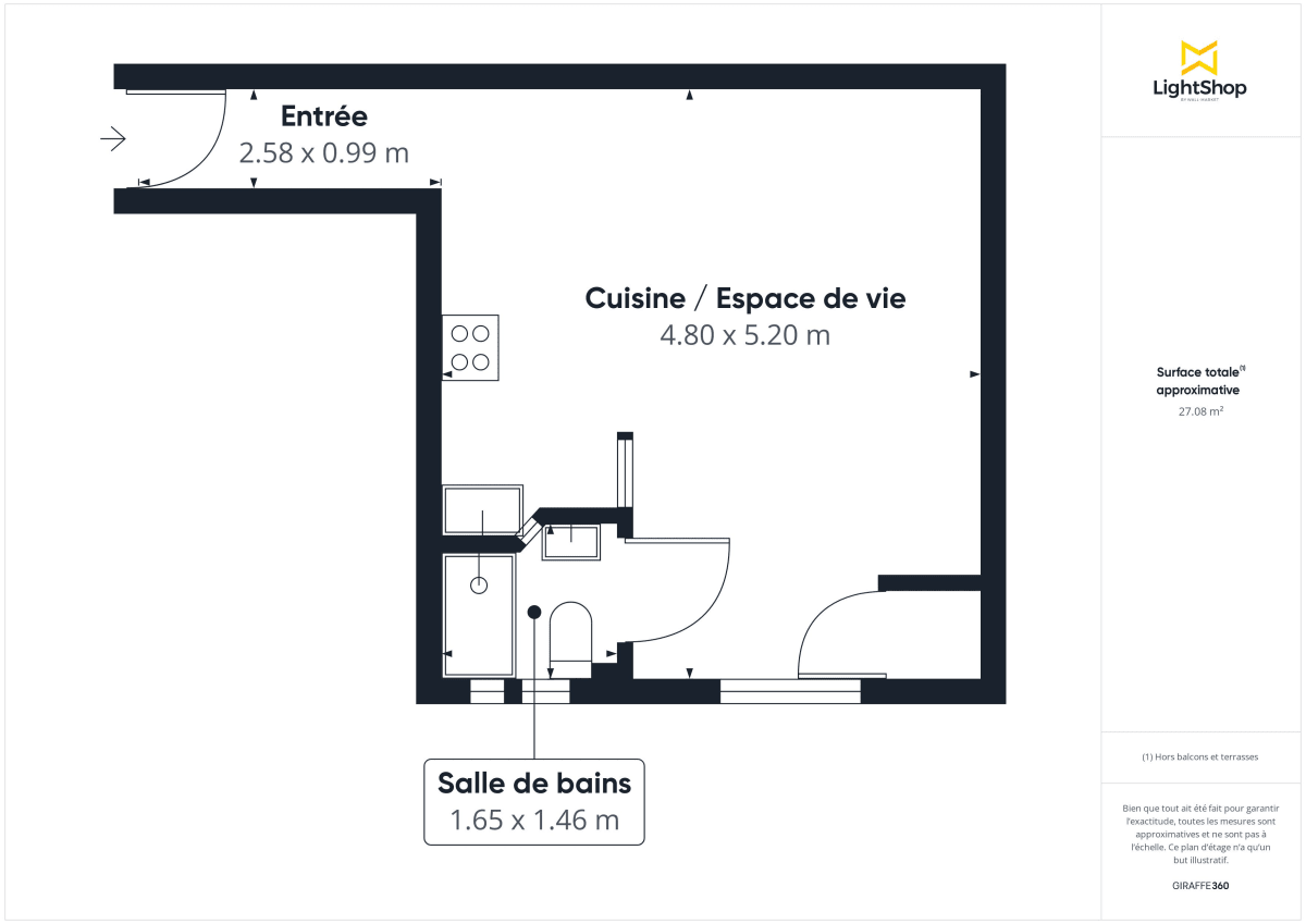 Appartement de 27.5 m² à Paris