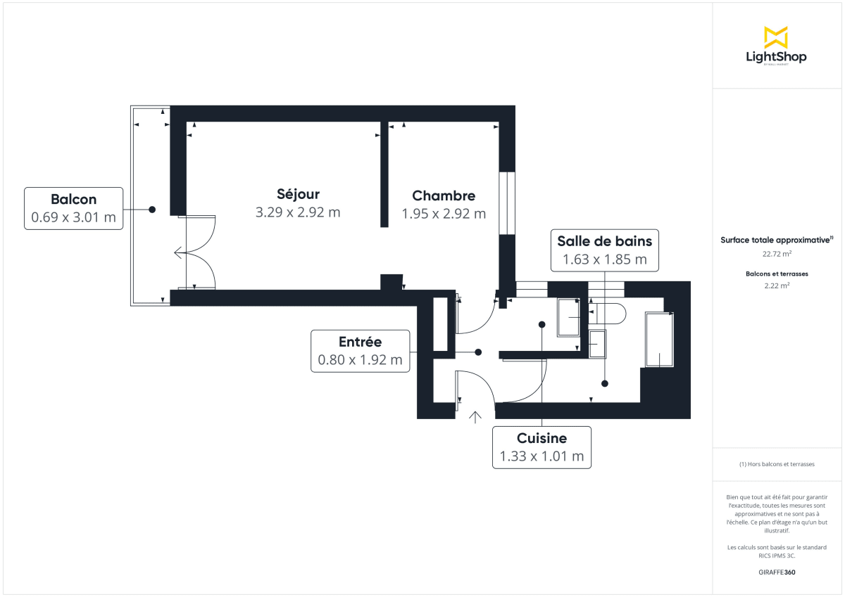 Appartement de 23.5 m² à Paris