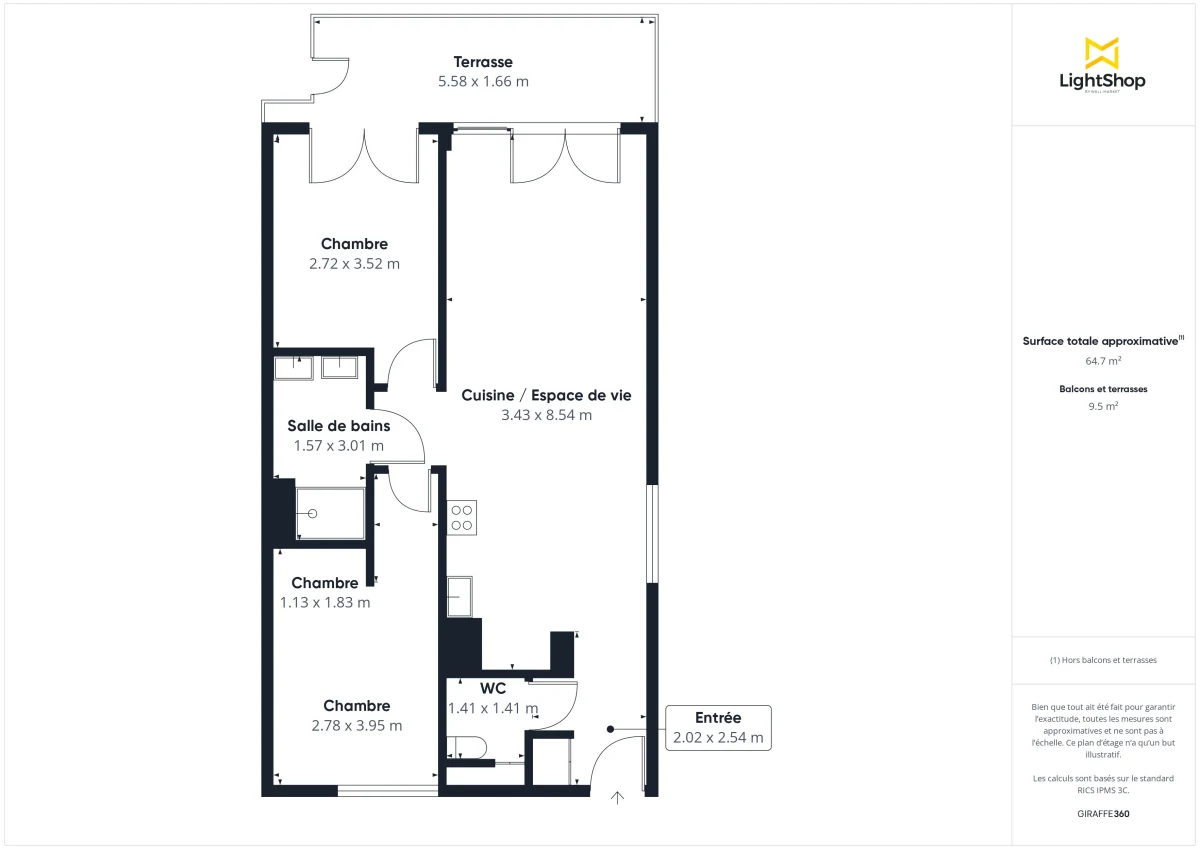 Appartement de 64.0 m² à Bègles