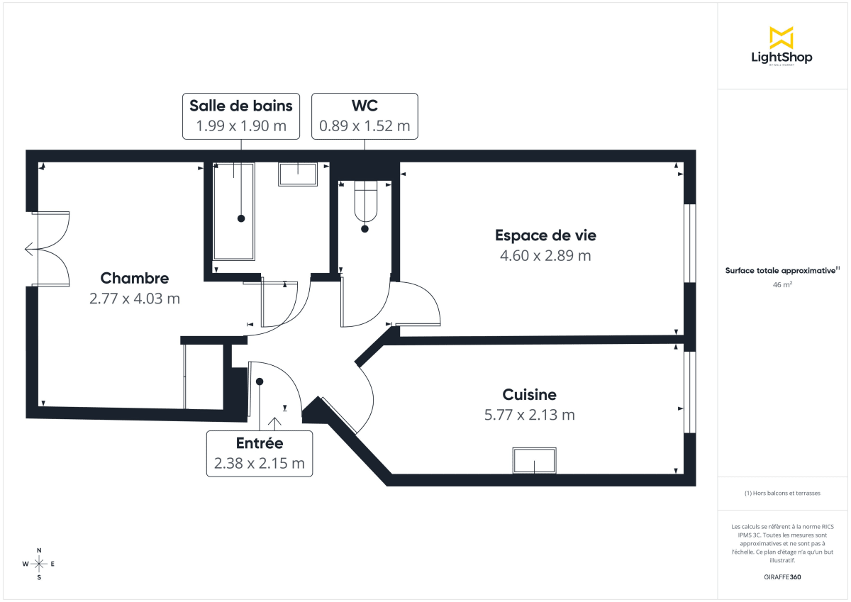 Appartement de 46.5 m² à L'Île-Saint-Denis