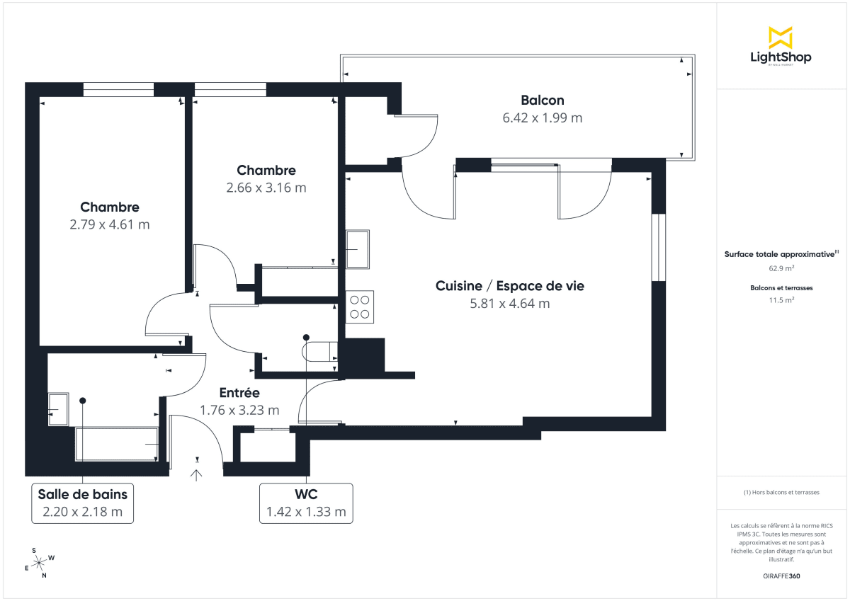 Appartement de 61.71 m² à Lyon