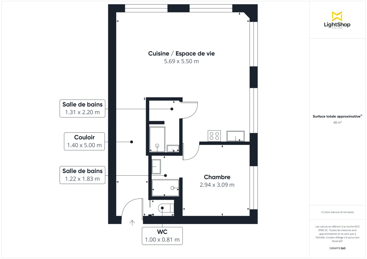 Appartement de 48.0 m² à Bordeaux