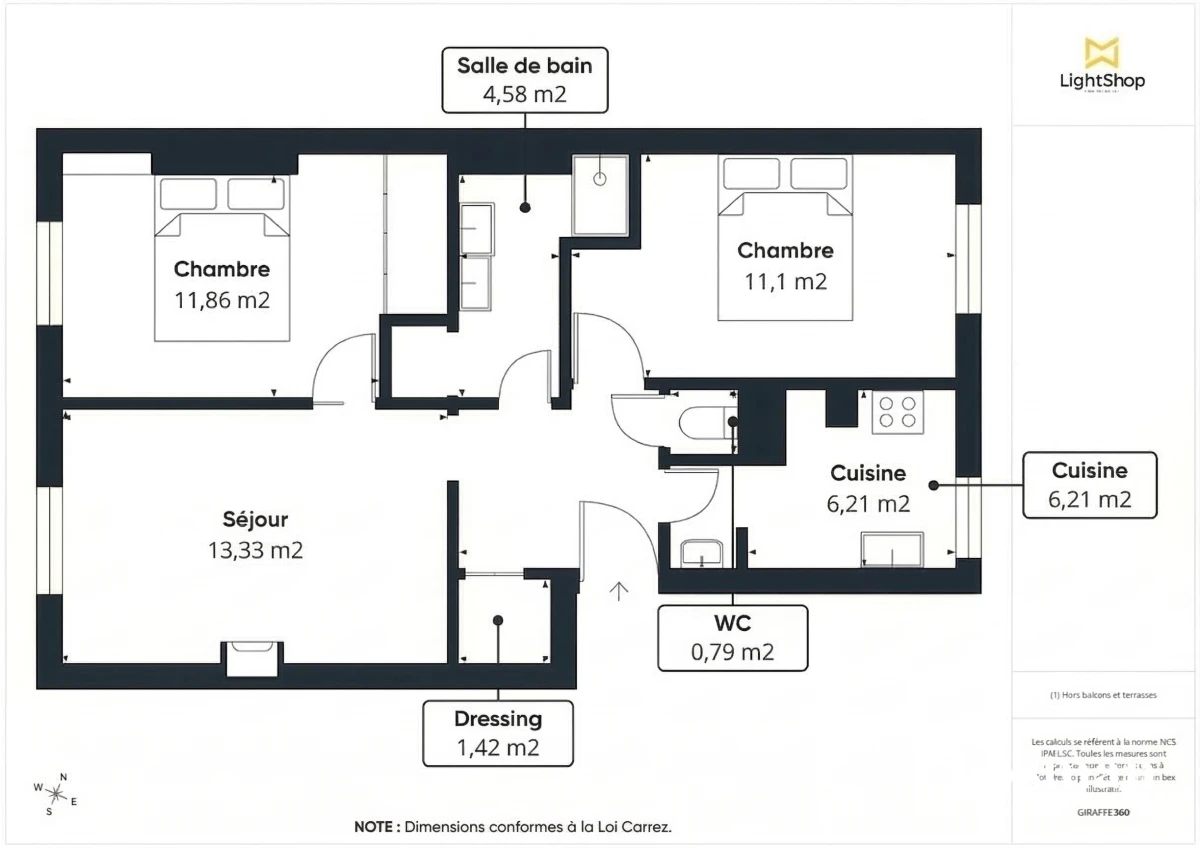 Appartement de 54.0 m² à Paris