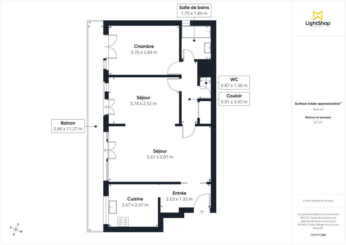 Appartement de 57.0 m² à Paris