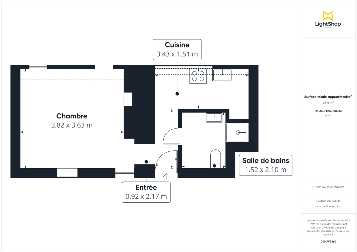 Appartement de 23.72 m² à Paris