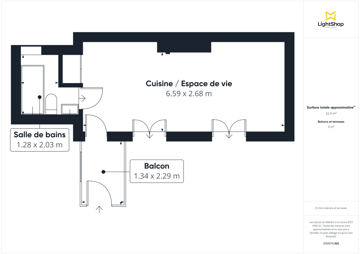 Appartement de 23.0 m² à Paris
