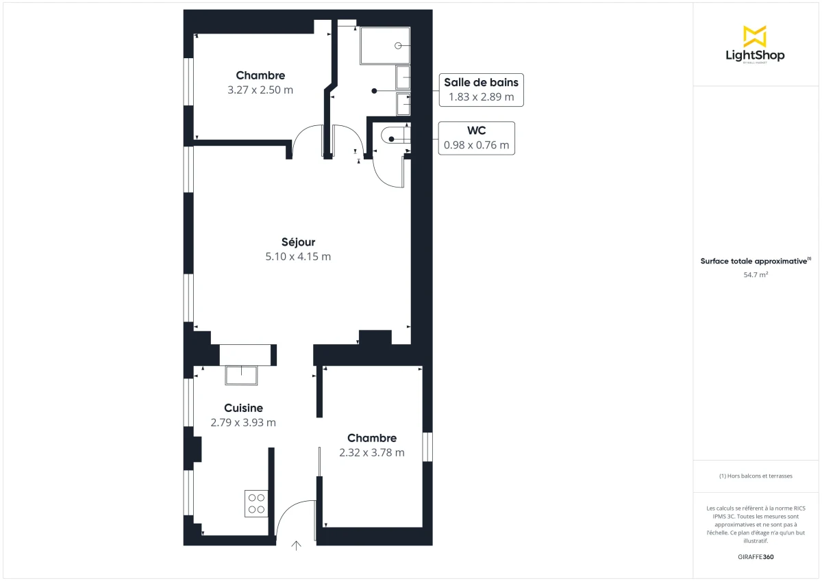 Appartement de 55.74 m² à Bordeaux