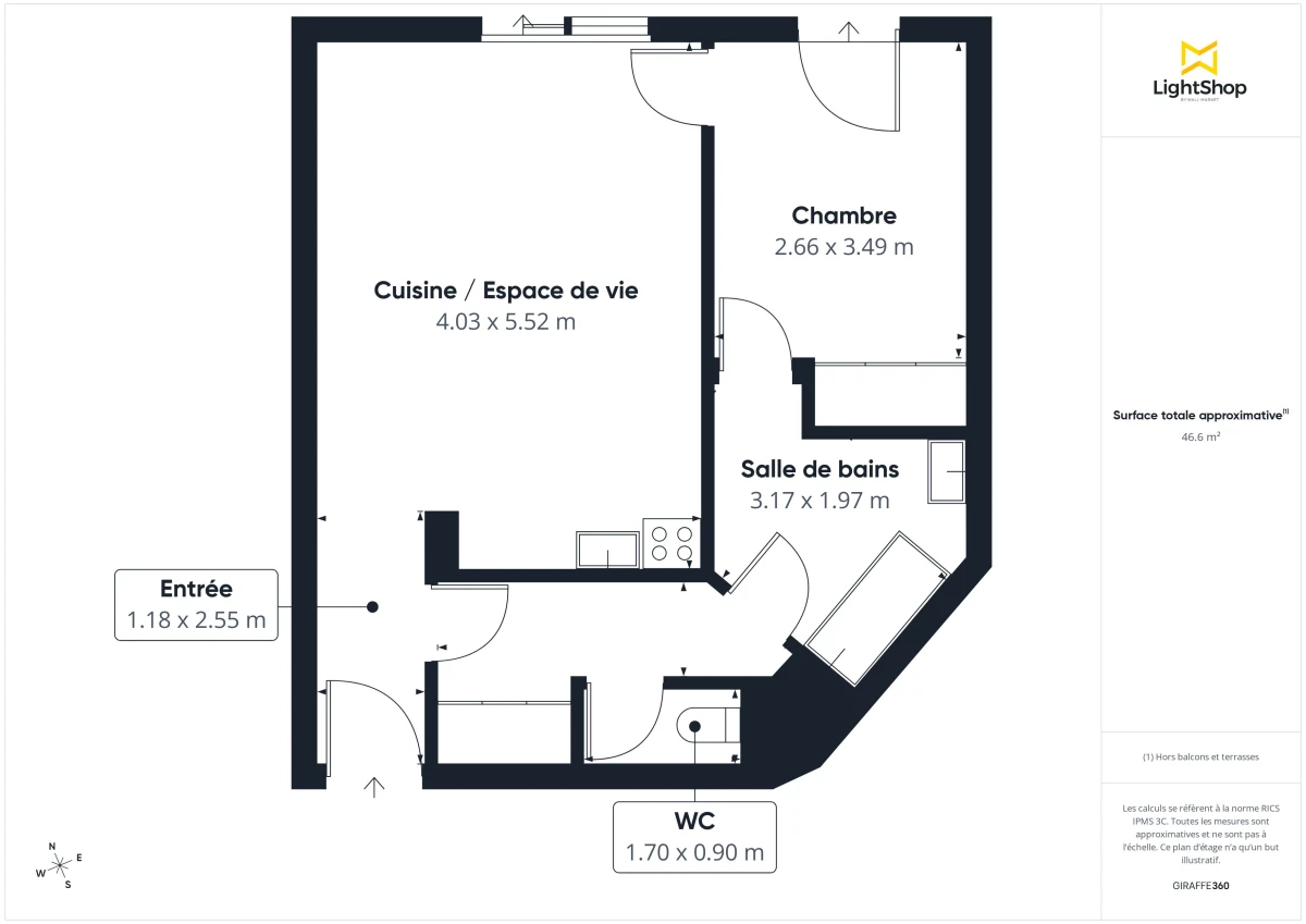 Appartement de 47.08 m² à Bordeaux