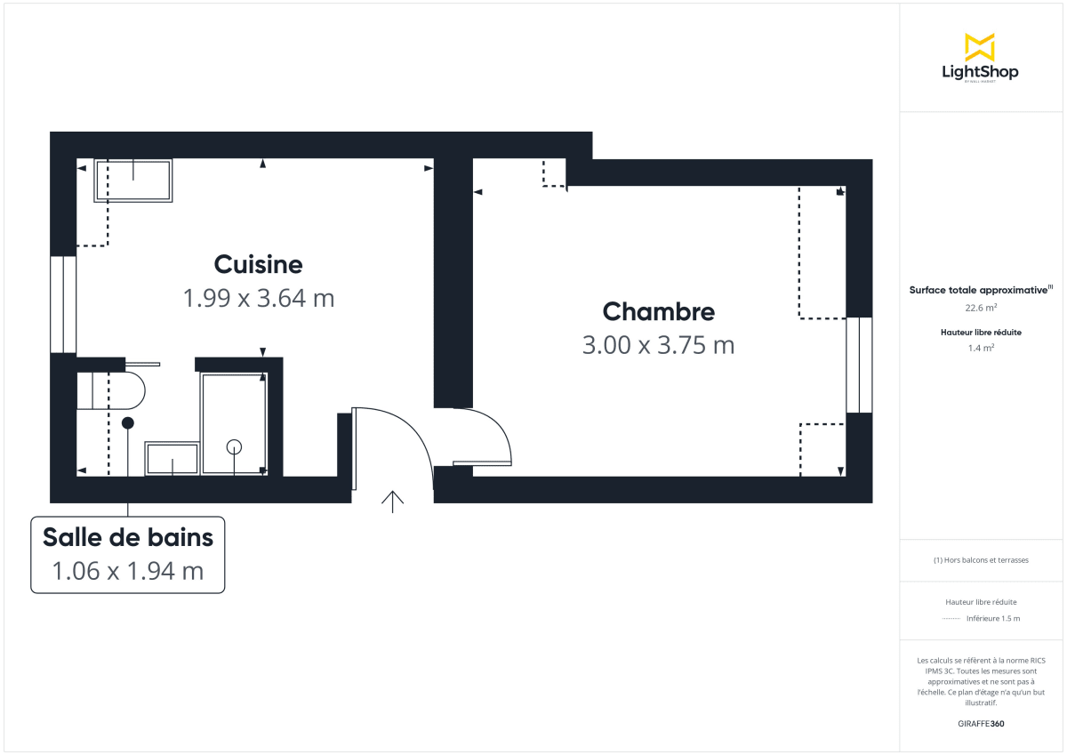 Appartement de 21.8 m² à Paris