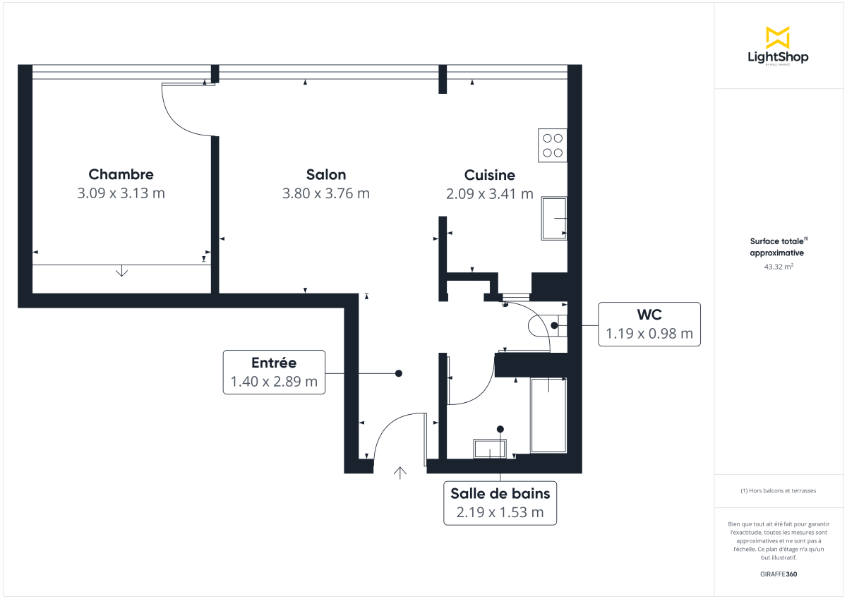 Appartement de 43.5 m² à Paris