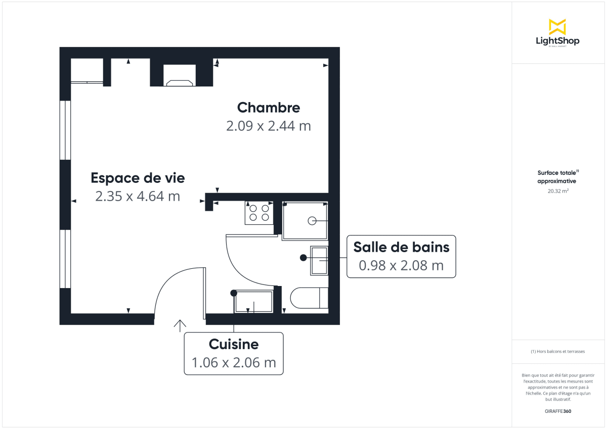 Appartement de 21.7 m² à Paris