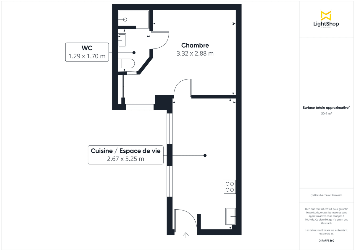 Appartement de 30.03 m² à Paris