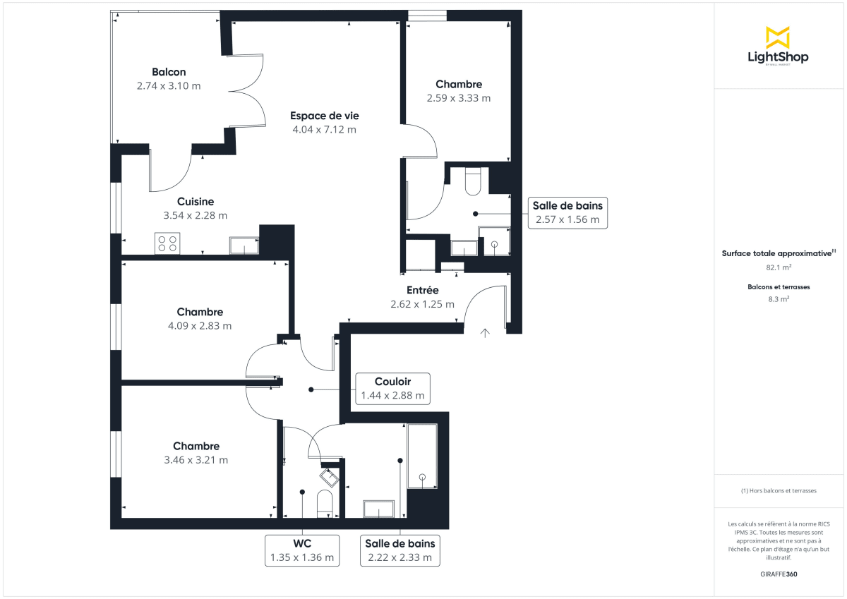 Appartement de 84.0 m² à Saint-Denis