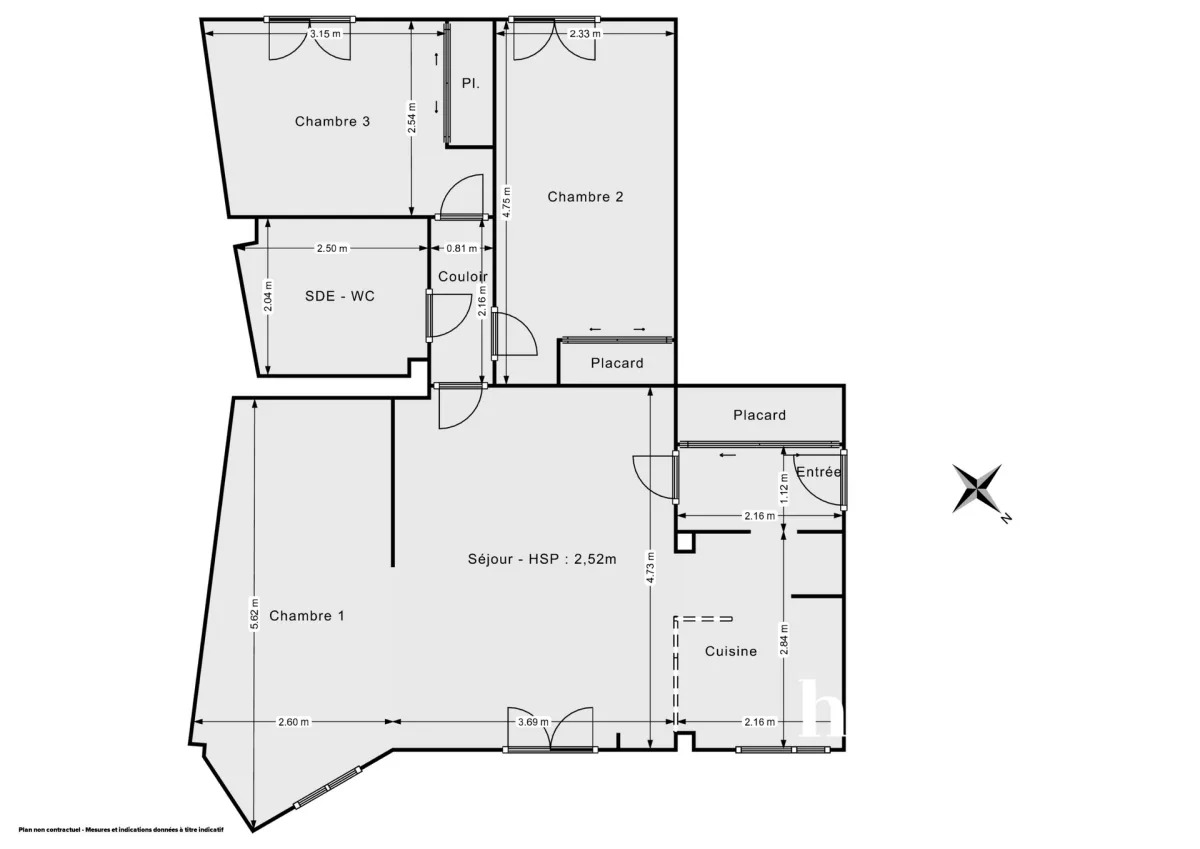 Appartement de 62.42 m² à Paris