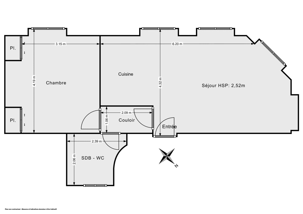 Appartement de 46.57 m² à Paris