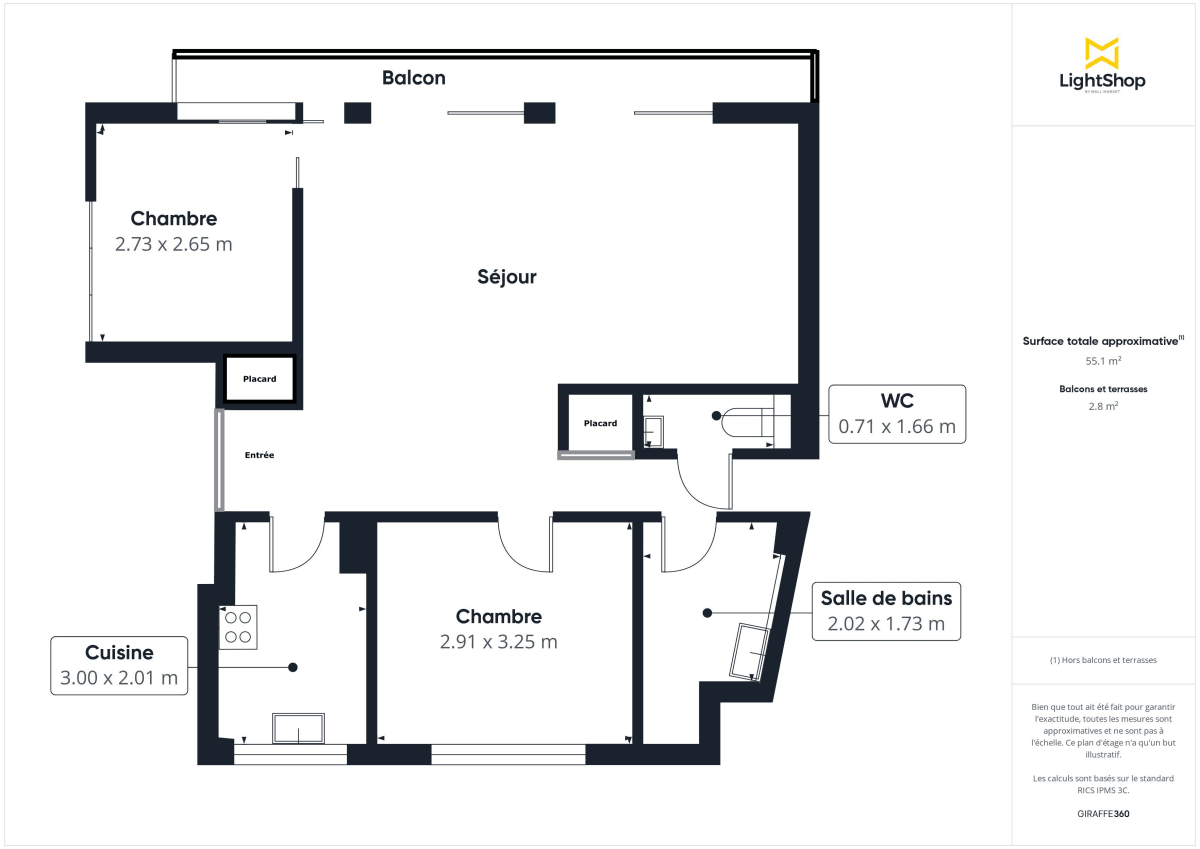 Appartement de 60.87 m² à Paris