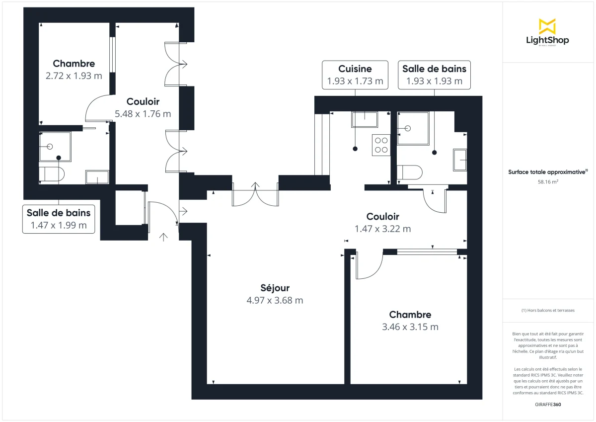 Appartement de 62.0 m² à Paris