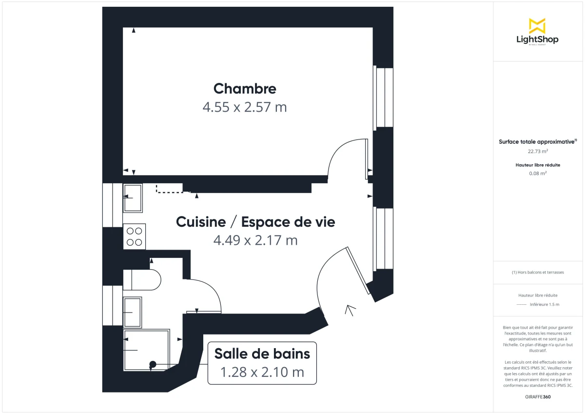 Appartement de 22.7 m² à Paris